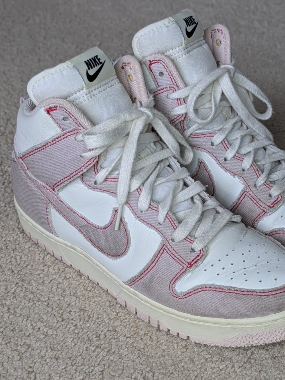 Nike Dunk 1985 High Barely Rose Denim Sneakers (men's 8.5)